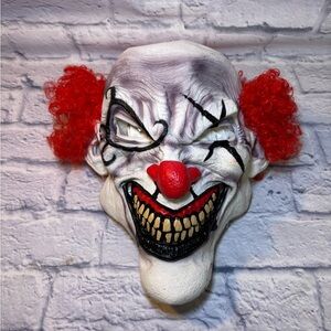 Clown Mask Scary Red Hair Halloween Costume Dress Up Adult